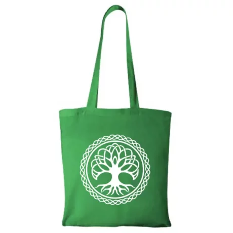 Plátěná taška Strom života s dlouhým uchem zelená 42x38 cm | Mobake.sk