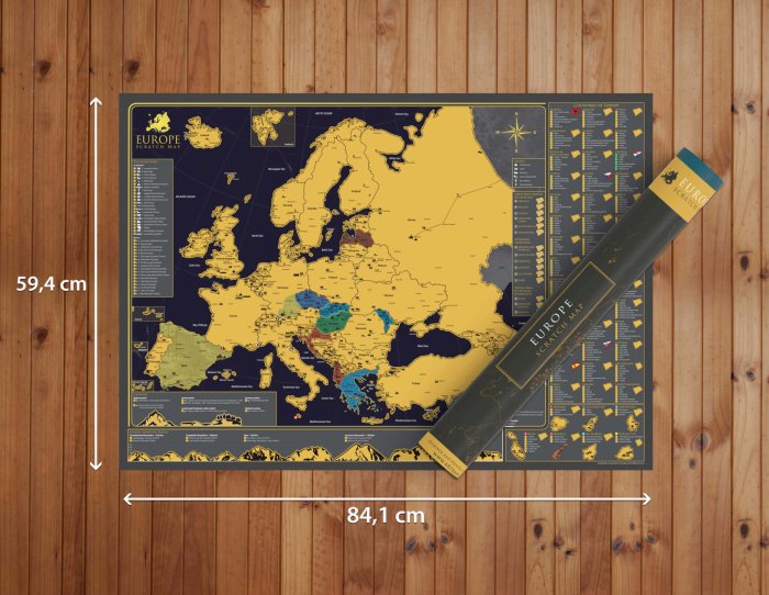 Stírací mapa Evropy A1 - dárková tuba